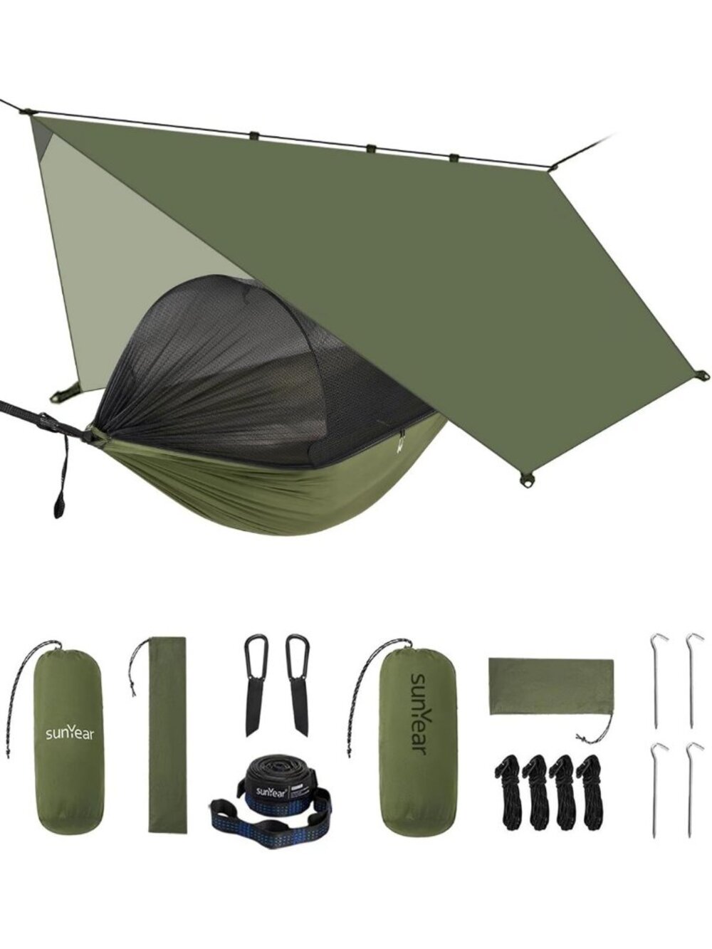 Spacious Camping Hammock with Net, Single/Double Use for Outdoor & Indoor